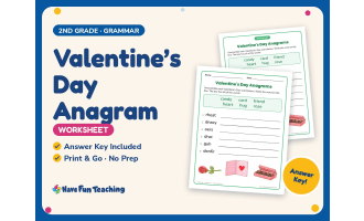 Valentine’s Day Anagram Worksheet – 2nd Grade Spelling Practice