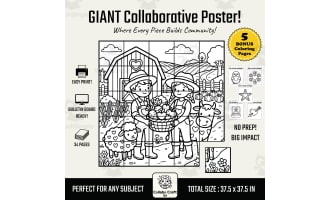 Valentine's Day Collaborative Poster Farm Theme Art K-5
