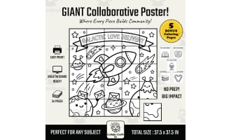 Valentine's Day Collaborative Poster Space Theme Art K-5