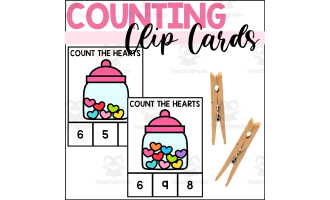 Valentine's Day Counting to 10 Clip Cards with Heart