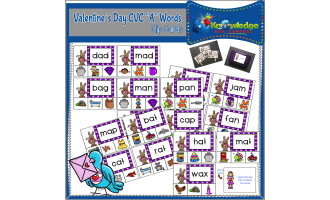 Valentine's Day CVC "A" Words Clip Cards - EBOOK