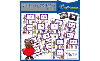 Valentine's Day CVC "I" Words Clip Cards - EBOOK