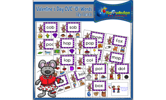 Valentine's Day CVC "O" Words Clip Cards - EBOOK