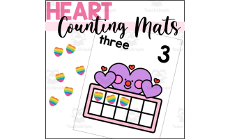 Valentine's Day Heart Counting Mats with Tens Frames