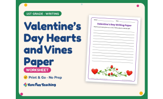 Valentine’s Day Hearts and Vines Paper – 1st Grade Practice