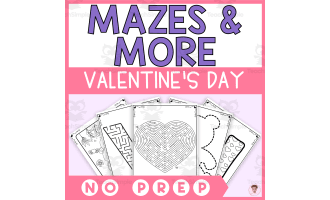 Valentine's Day Mazes and Other Activities (120 Pages)