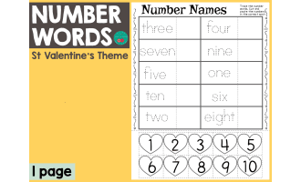 Valentine's Day Number Words