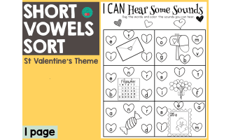 Valentine's Day Short Vowel Sort