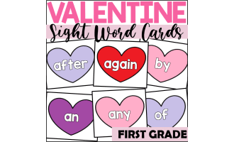 Valentine's Day Sight Word Cards for First Grade