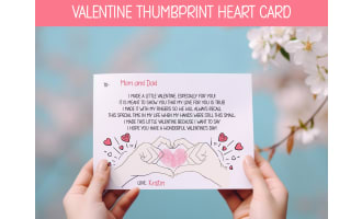 Valentine's Day Templates, Fingerprint Art Craft, Coloring Card & Poem