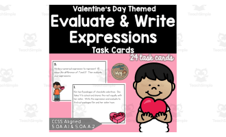 Valentine's Day Themed: Evaluate and Write Expressions (5.OA.A.1 & 5.OA.A.2)
