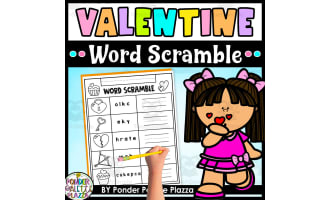 Valentine's Day Word Scramble - Color and Write