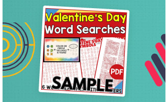 Valentine's Day Word Searches: 1 Page Sample (PDF)