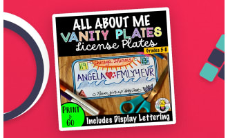 Vanity Plates Fun Get to Know You Activity &  Bulletin Display