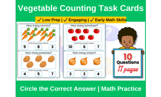 Vegetable Counting Task Cards | Early Math Circle Activity