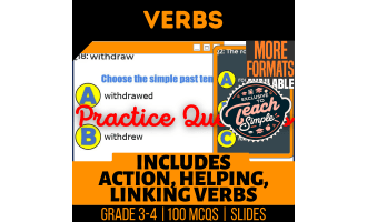 Verbs Practice Questions - Grade 3-4 Grammar (Google Slides)