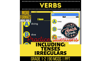Verbs Practice Questions - Grades 1-2 Grammar (PPT)