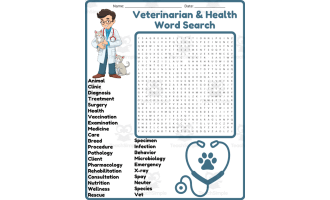 Veterinarian Word Search Puzzle Worksheet Activities (3rd, 4th, 5th