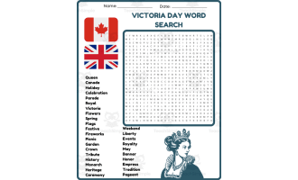 VICTORIA DAY WORD SEARCH Puzzle Worksheet Activity - Canadian Holiday