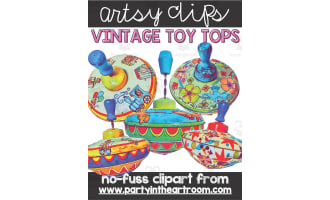 Vintage Toy Tops Clipart