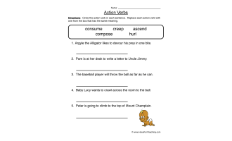 Vivid Verbs Worksheet