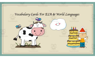 Vocabulary Cards For ELA & World Languages