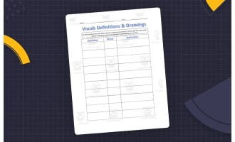 Vocabulary Definitions & Drawings Worksheets