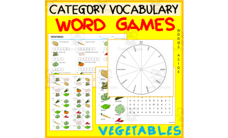 VOCABULARY GAMES ANAGRAM WORDSEARCH QUIZ vegetables