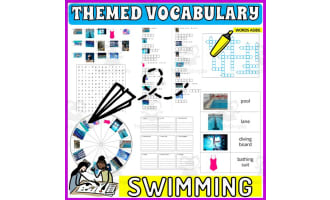 Vocabulary with Cards | Crossword Wordsearch Anagram SWIMMING