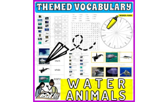 Vocabulary with Cards | Crossword Wordsearch Anagram WATER ANIMALS