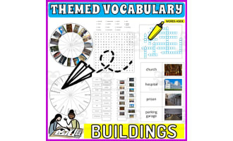 Vocabulary with Flash Cards | Crossword Wordsearch Anagram BUILDINGS