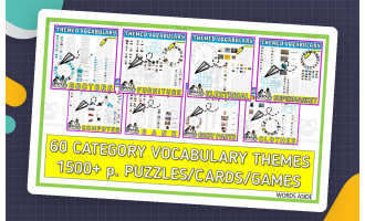 Vocabulary with Flash Cards | Crossword Wordsearch Anagram BUNDLE