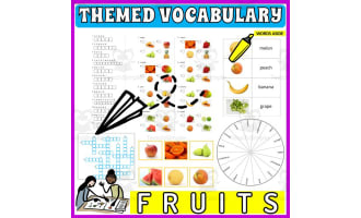 Vocabulary with Flash Cards | Crossword Wordsearch Anagram FRUITS