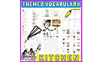 Vocabulary with Flash Cards | Crossword Wordsearch Anagram KITCHEN