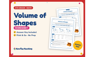 Volume of Shapes Worksheet – 5th Grade Geometry Practice + Answer Key