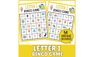 Vowel Letter I Bingo Game: Alphabet Recognition Sound Phonics Activity