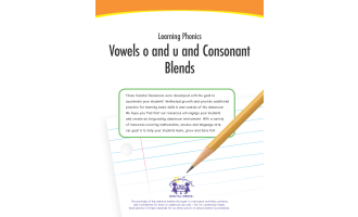 Vowels o and u and Consonant Blends Printable Workbook