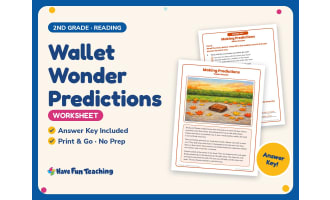 Wallet Wonder Predictions Worksheet – 2nd Grade Reading Practice