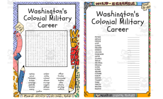Washington's Colonial Military Career word search & scramble