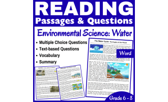 Water Cycle, Acid Rain, & Wastewater: Reading Comprehension (Word)