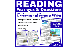 Water Cycle, Acid Rain, & Wastewater: Reading Passages (FILLABLE PDF)