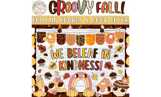 We beLEAF in kindness: Retro Fall Bulletin Board or Door Decor Kit