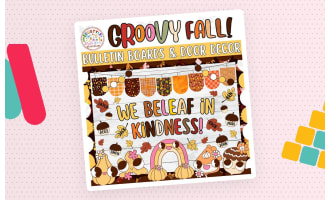 We beLEAF in kindness: Retro Fall Bulletin Board or Door Decor Kit