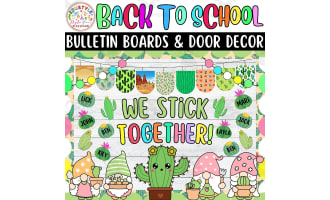 We STICK: Cactus Back To School Bulletin Board or Door Decor Kit | Aug