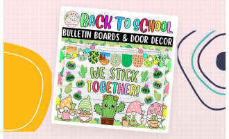 We STICK: Cactus Back To School Bulletin Board or Door Decor Kit | Aug