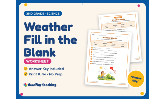 Weather Fill in the Blank Worksheet – 2nd Grade Science Practice