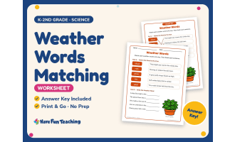 Weather Words Matching Worksheet – K-2nd Grade Science Practice