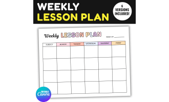 Weekly Lesson Plan Template | Teacher Planner | Classroom Schedule