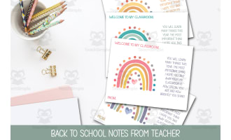 Welcome Back to School Notes from Teacher, 1st Day of School Cards