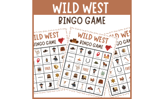 Western wild west cowboy cowgirl bingo game native american activities